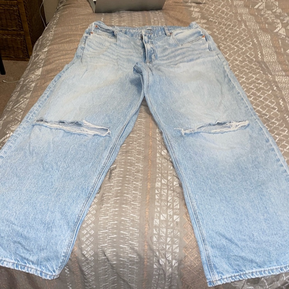 American Eagle curvy super high rise baggy straight jeans